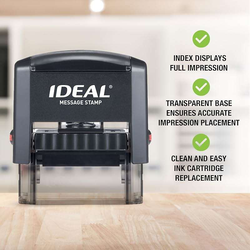 IDEAL Self Inking Stamp – Copy – Red Ink, Impression Size 9/16” x 1-1/2” - Image 2