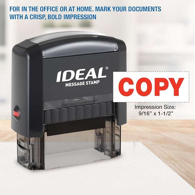 IDEAL Self Inking Stamp – Copy – Red Ink, Impression Size 9/16” x 1-1/2” - Image 3