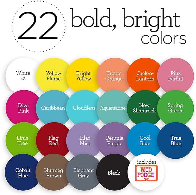 Apple Barrel Art Lessons Paint and Brush Set, 34 pc Kit Including 23 2 fl oz Apple Barrel Acrylic Paint Colors, 1 2 fl oz bottle of Mod Podge Matte, 10 FolkArt Brushes, 6 Video Lessons And More - Image 6