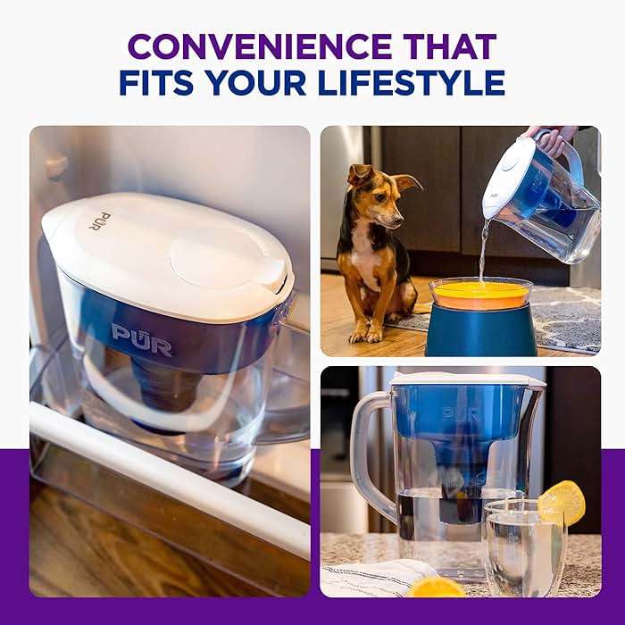 PUR 7-Cup Water Filter Pitcher, Cleaner, Great-Tasting Water, Dishwasher Safe, Powerful, Faster Filtration, LockFit Cap Design - White - Image 6
