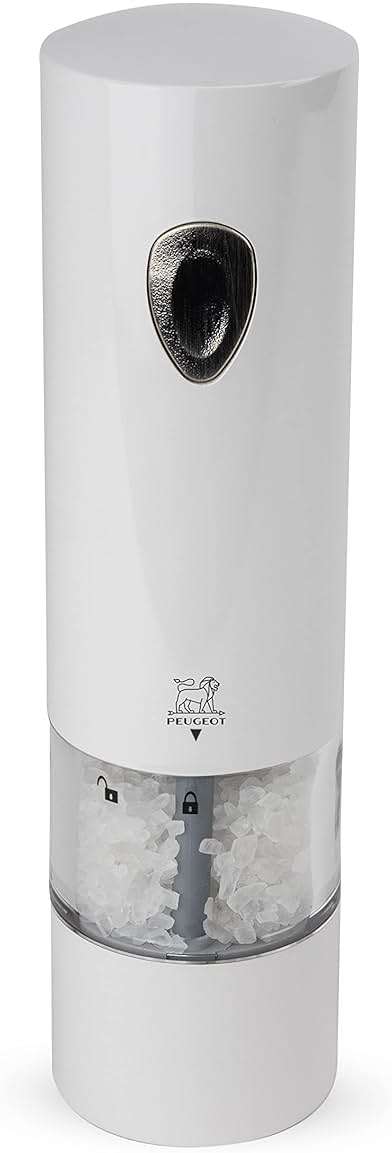 Peugeot PHENIX White Lacquered Stainless Steel Electric Adjustable Salt & Pepper Mill Gift Set, 8-inch - Image 3