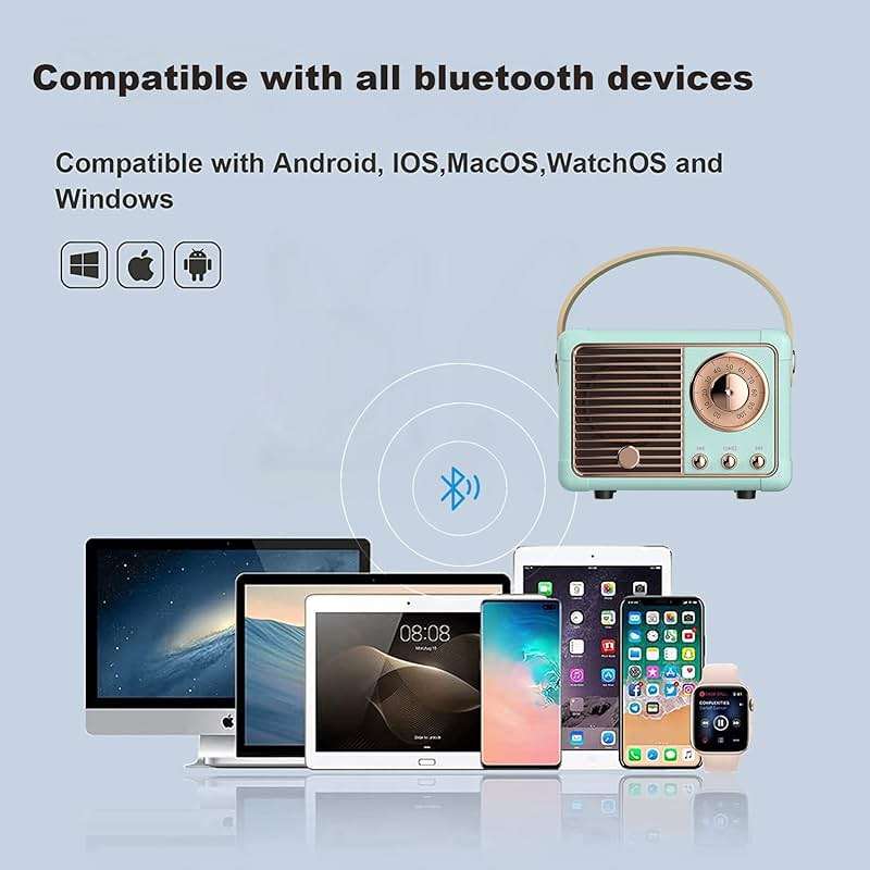 Dosmix Retro Bluetooth Speaker, Vintage Decor, Small Wireless Bluetooth Speaker, Cute Old Fashion Style for Kitchen Desk Bedroom Office Party Outdoor,Birthday Gifts for Women Teenage - Image 3