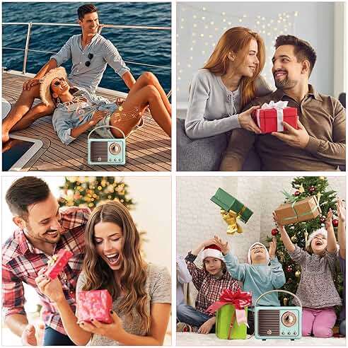 Dosmix Retro Bluetooth Speaker, Vintage Decor, Small Wireless Bluetooth Speaker, Cute Old Fashion Style for Kitchen Desk Bedroom Office Party Outdoor,Birthday Gifts for Women Teenage - Image 4