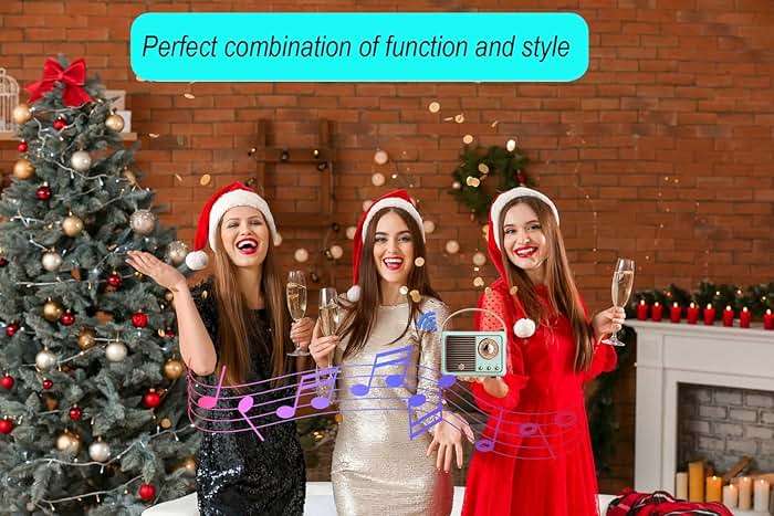 Dosmix Retro Bluetooth Speaker, Vintage Decor, Small Wireless Bluetooth Speaker, Cute Old Fashion Style for Kitchen Desk Bedroom Office Party Outdoor,Birthday Gifts for Women Teenage - Image 6