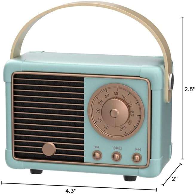 Dosmix Retro Bluetooth Speaker, Vintage Decor, Small Wireless Bluetooth Speaker, Cute Old Fashion Style for Kitchen Desk Bedroom Office Party Outdoor,Birthday Gifts for Women Teenage - Image 10