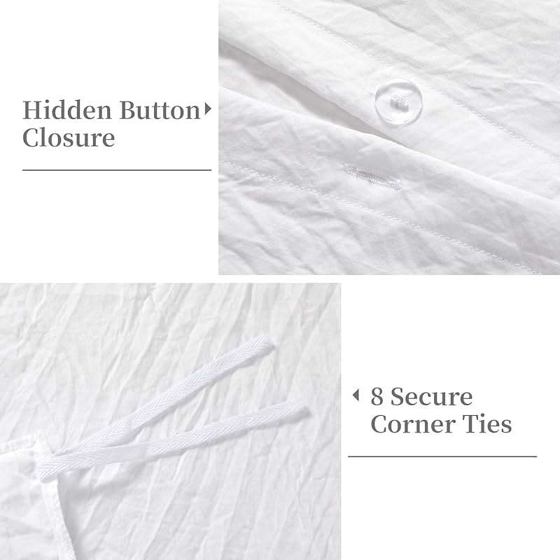 CAROMIO White Ruffle Duvet Cover Queen Size, 3PCS Soft Washed Microfiber Vintage French Country Duvet Cover Set for Queen Bed, White, 90x90 in - Image 4