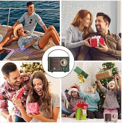 Dosmix Retro Bluetooth Speaker, Vintage Decor Mini Wireless Speaker, Cute Portable Small Speaker for Bedroom Desk Kitchen Office, Old Fashion Style Room Decor Speaker, Gift for Women Men Girls(Green) - Image 2