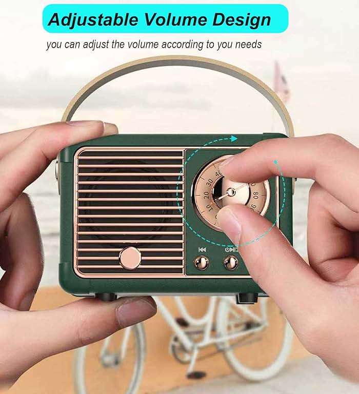 Dosmix Retro Bluetooth Speaker, Vintage Decor Mini Wireless Speaker, Cute Portable Small Speaker for Bedroom Desk Kitchen Office, Old Fashion Style Room Decor Speaker, Gift for Women Men Girls(Green) - Image 3