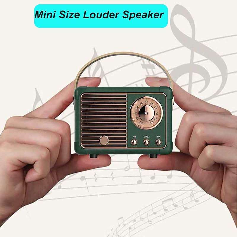 Dosmix Retro Bluetooth Speaker, Vintage Decor Mini Wireless Speaker, Cute Portable Small Speaker for Bedroom Desk Kitchen Office, Old Fashion Style Room Decor Speaker, Gift for Women Men Girls(Green) - Image 9