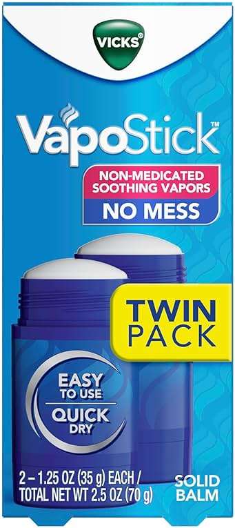 Vicks VapoStick, Solid Balm, No Mess, Soothing Non-Medicated Vicks Vapors, Easy-To-Use No-Touch Applicator, Quick Dry, Lightweight Skin Feel, 1.25oz x 2 - Image 11