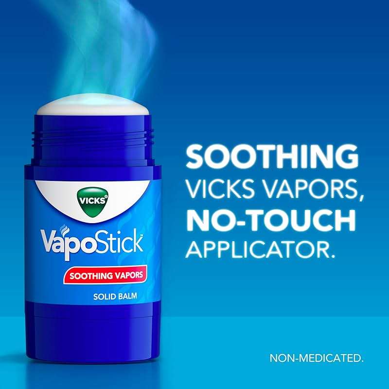 Vicks VapoStick, Solid Balm, No Mess, Soothing Non-Medicated Vicks Vapors, Easy-To-Use No-Touch Applicator, Quick Dry, Lightweight Skin Feel, 1.25oz x 2 - Image 3