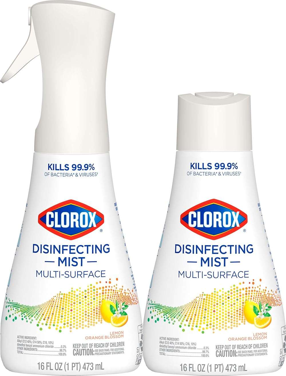 Clorox Disinfecting Mist, Lemon and Orange Blossom, 1 Spray and 1 Refill, 16 oz Each - Image 17