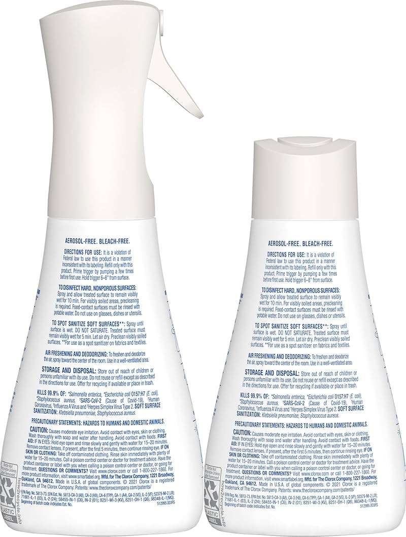 Clorox Disinfecting Mist, Lemon and Orange Blossom, 1 Spray and 1 Refill, 16 oz Each - Image 18