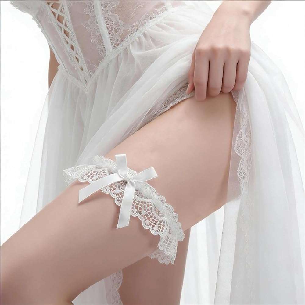 Lace Wedding Garter Bridal Lace Bowknot Garter Ribbon Belt Leg Ring for Women Girls Favor - Image 3