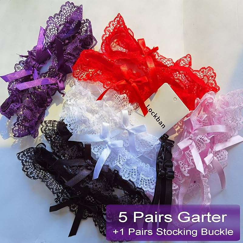 Lace Wedding Garter Bridal Lace Bowknot Garter Ribbon Belt Leg Ring for Women Girls Favor - Image 6