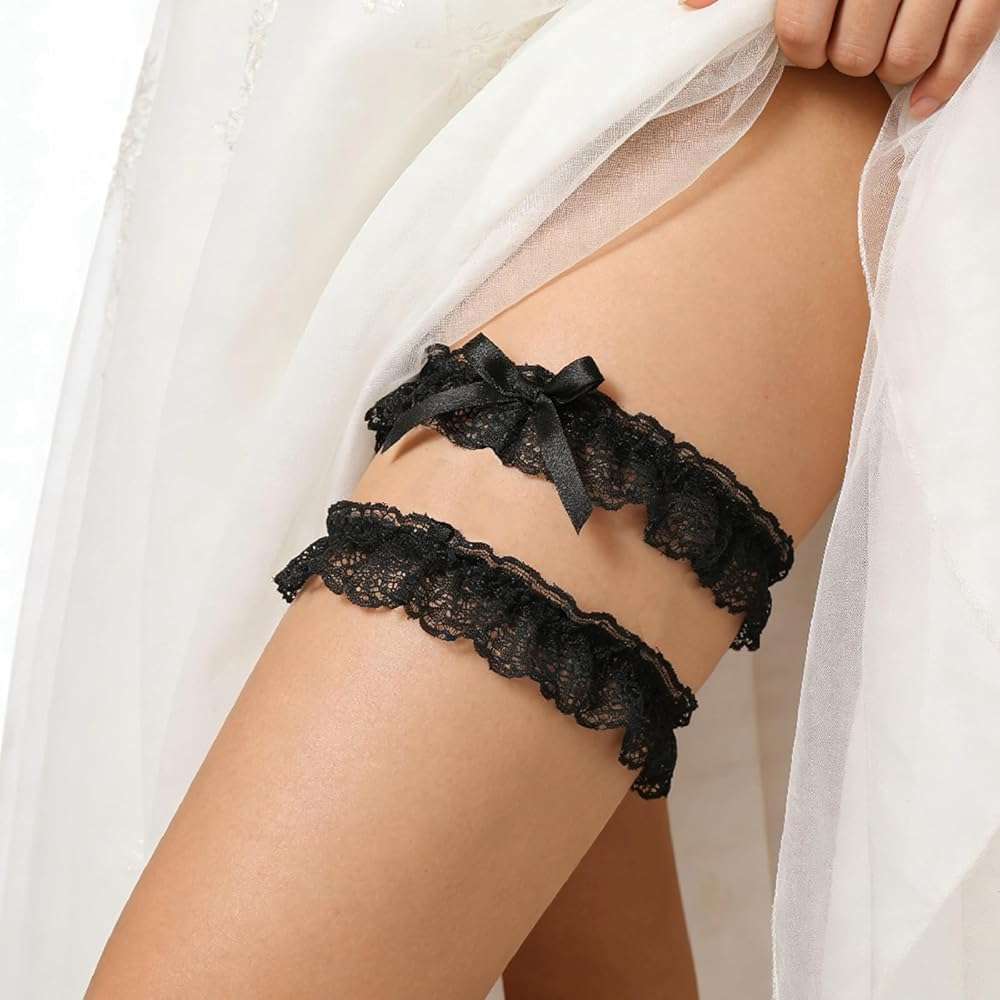 Lace Wedding Garter Bridal Lace Bowknot Garter Ribbon Belt Leg Ring for Women Girls Favor - Image 8