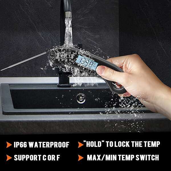 Meat Thermometer Digital, Instant Read Meat ThermometerI for Grill and Cooking, Waterproof Food Thermometer for Kitchen and Outside, BBQ, Turkey, Candy, Liquids, Beef - Image 5