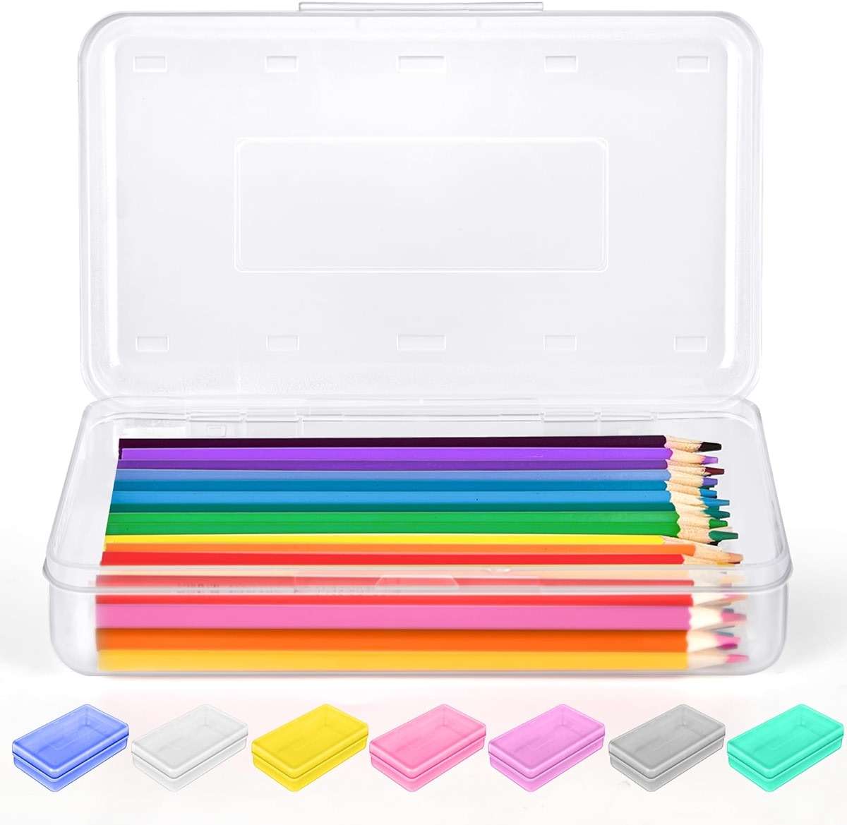 Sooez Pencil Box, Pencil Case, Crayon Box, Large Pencil Box Clear, Plastic Hard Marker Sticker Box, School Box for Boys Girls, Pen Holder Stationery Storage organizer, Homeschool Teacher Supplies - Image 1