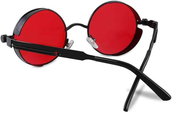 FEISEDY Retro Gothic Steampunk Sunglasses Round Metal Frame Punk Circle Inspired Shade Men B1857 - Image 5