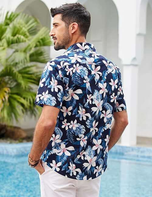 COOFANDY Mens Hawaiian Shirts Short Sleeve Casual Button Down Tropical Beach Shirt - Image 3