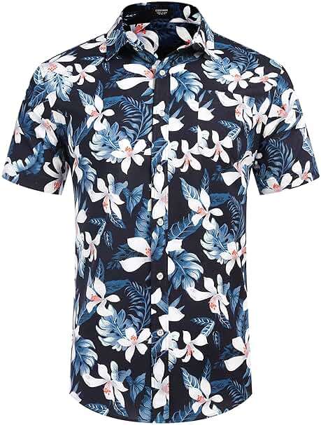 COOFANDY Mens Hawaiian Shirts Short Sleeve Casual Button Down Tropical Beach Shirt - Image 4