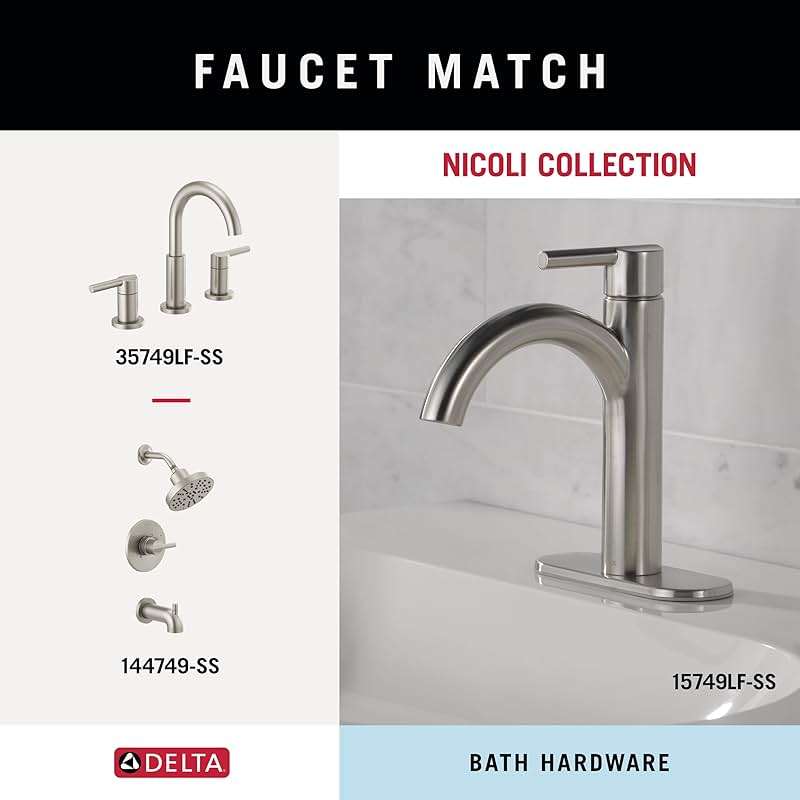 Delta 4-Piece SpotShield Brushed Nickel Bathroom Set Towel Rack, Ring, Toilet Paper Holder, Hook | Nicoli Bath Accessories - Image 5