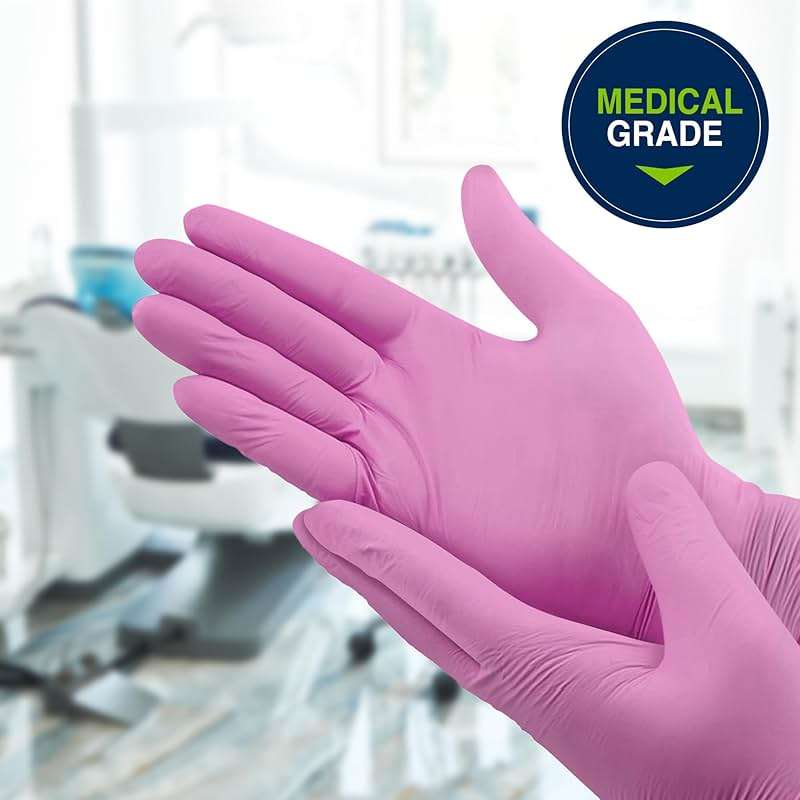 HALYARD PINK UNDERGUARD Nitrile Exam Gloves, Powder-Free, 4.7 mil, Extended 12" Cuff, Pink - Image 4