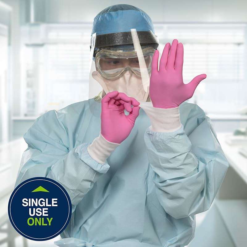 HALYARD PINK UNDERGUARD Nitrile Exam Gloves, Powder-Free, 4.7 mil, Extended 12" Cuff, Pink - Image 6