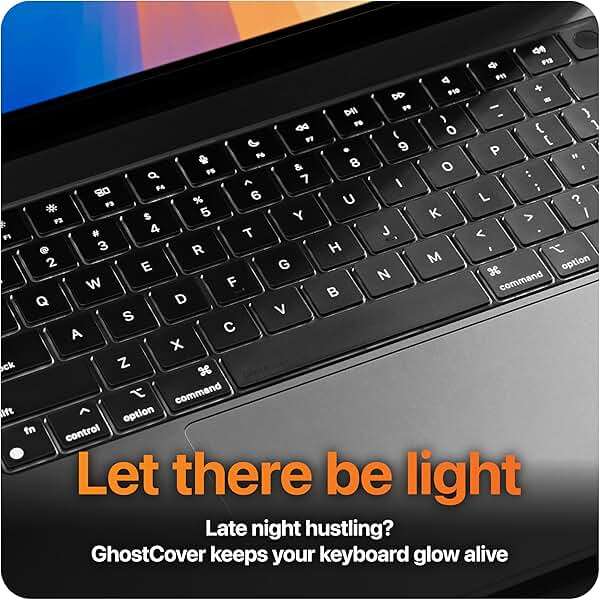GhostCover Original Premium Ultra Thin Keyboard Cover Protector, Compatible with MacBook Pro 14"/16" M1-M5 Pro/Max, M2-M5 MacBook Air 13"/15", 2026 MacBook Neo 13" (Touch ID), US ANSI Layout, Clear - Image 3
