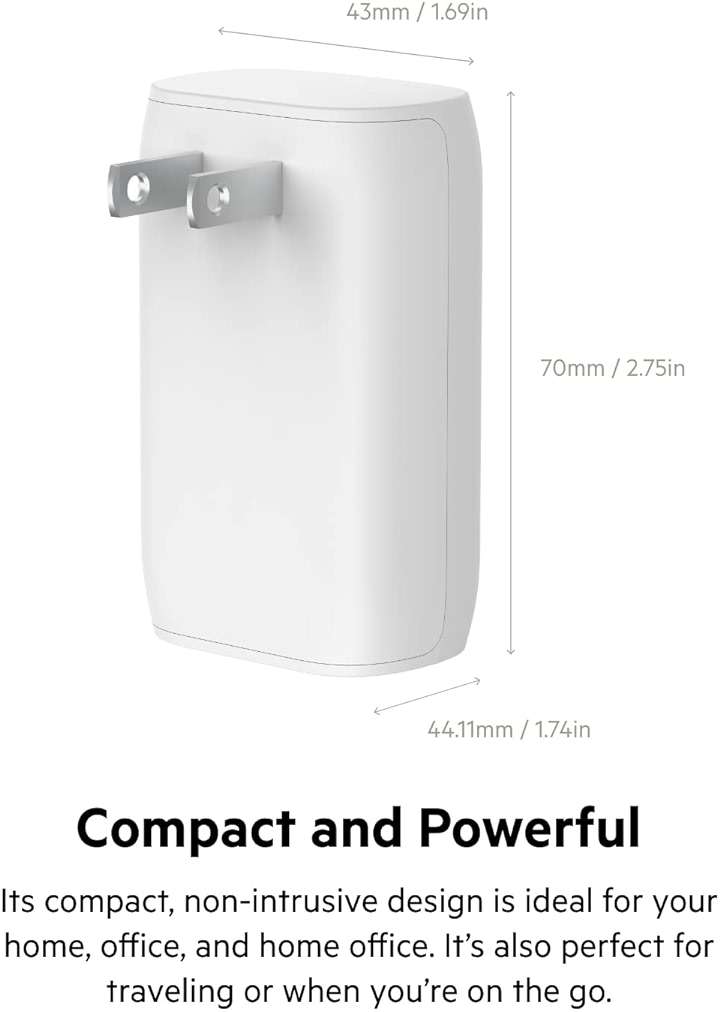 Belkin USB C Charger Block 37W - 25W USB-C Port + 12W USB-A Port for PPS Charging Apple iPhone 17, Air, Pro, Pro Max, AirPods, Samsung Galaxy S25, Nintendo Switch 2, Google Pixel 10, etc. - White - Image 6