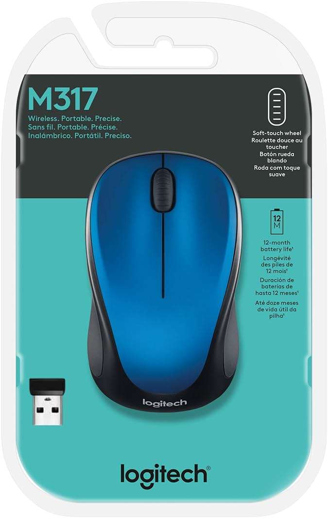 Logitech Wireless USB Mouse M317 - Blue (Renewed) - Image 4