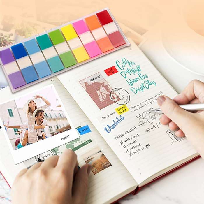 Golcellia Writable Sticky Tabs, 900 Pcs Transparent Sticky Page Marker Tabs for Document Organization, Teacher Supplies, Study Aids, Office Supplies, Colorful Tabs - Image 2