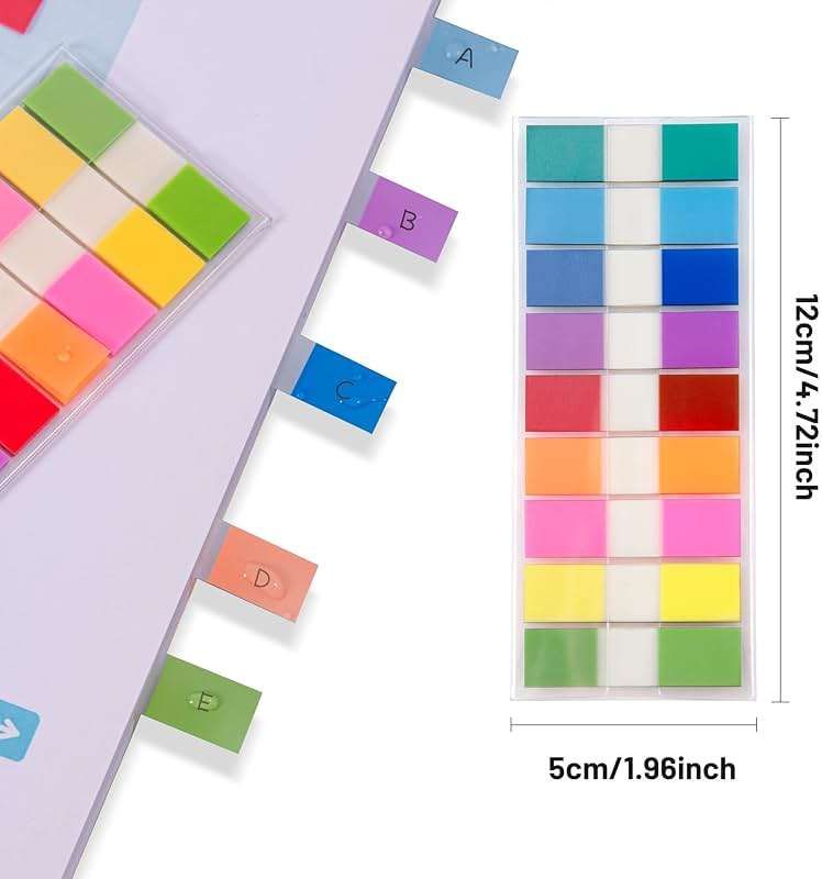 Golcellia Writable Sticky Tabs, 900 Pcs Transparent Sticky Page Marker Tabs for Document Organization, Teacher Supplies, Study Aids, Office Supplies, Colorful Tabs - Image 3
