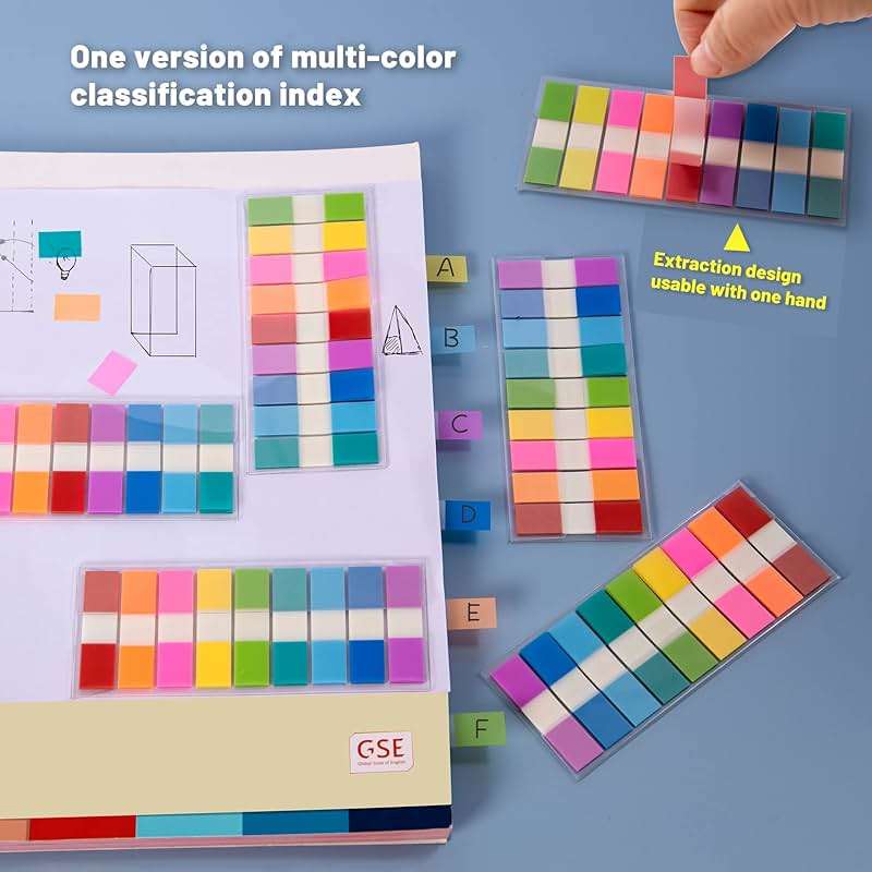 Golcellia Writable Sticky Tabs, 900 Pcs Transparent Sticky Page Marker Tabs for Document Organization, Teacher Supplies, Study Aids, Office Supplies, Colorful Tabs - Image 6
