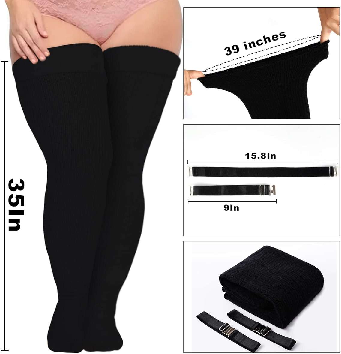 Neoviancia Plus Size Thigh High Socks for Thick Thighs - Extra Long Thick Knit Knee High Stockings Leg Warmers for Women - Image 2