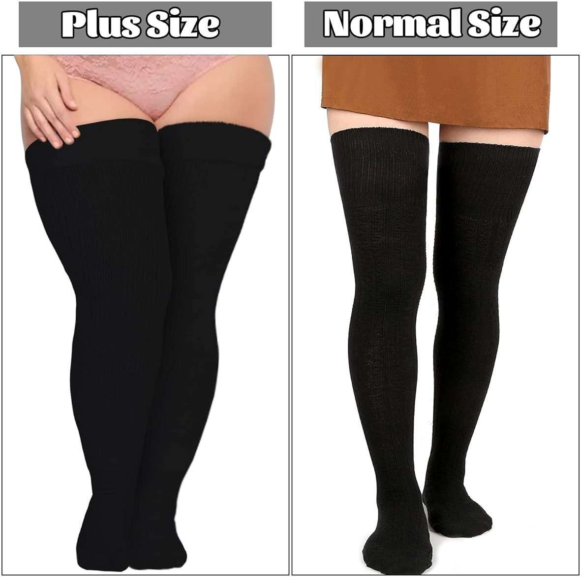 Neoviancia Plus Size Thigh High Socks for Thick Thighs - Extra Long Thick Knit Knee High Stockings Leg Warmers for Women - Image 3
