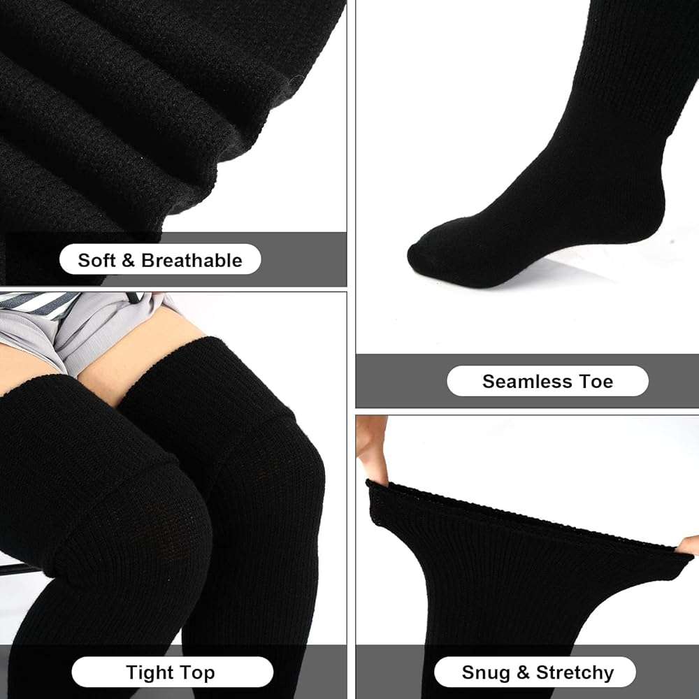 Neoviancia Plus Size Thigh High Socks for Thick Thighs - Extra Long Thick Knit Knee High Stockings Leg Warmers for Women - Image 4