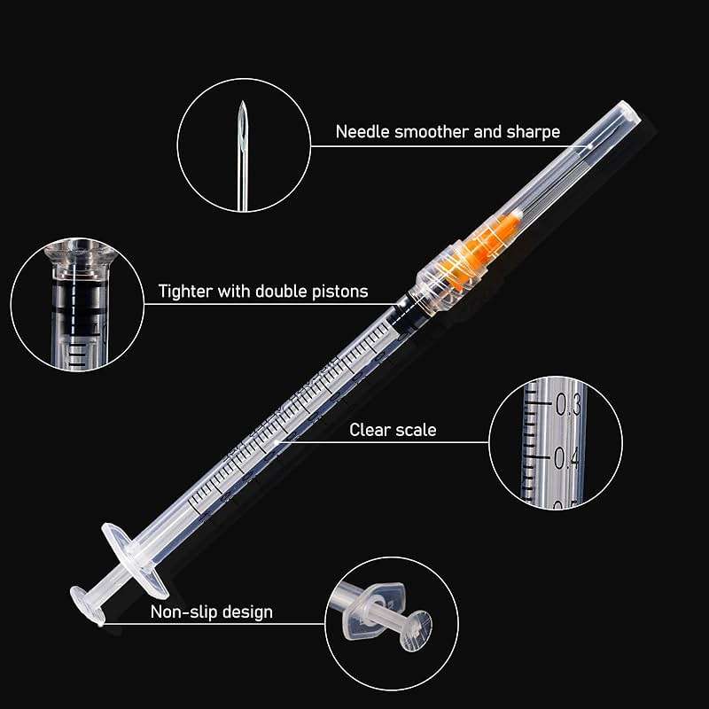 Disposable 1ml syringe with 25G 1inch Lab Supplies, Individually Packaged 50Pack - Image 2