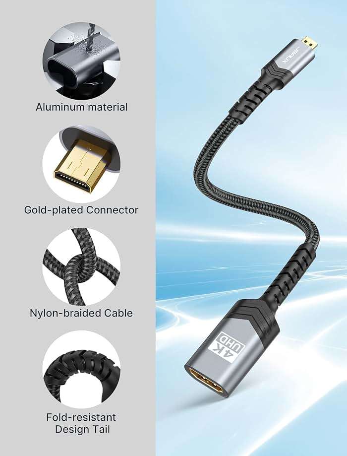 JSAUX Micro HDMI to HDMI Adapter, 4K@60Hz HDR 3D Dolby 18Gbps, Compatible with Raspberry Pi 5/Pi 4/Go Pro Hero/Nikon/Canon/Sony and Other Camera-Gray - Image 7