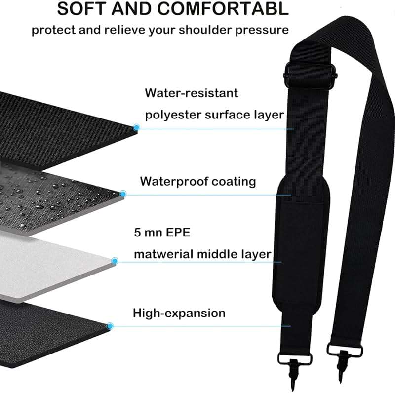 Universal Replacement Laptop Shoulder Strap, Durable 55" Adjustable Comfortable Belt with Metal Hooks for Briefcase, Computer Messenger Bag, Laptop Case Luggage/Duffel/Camera, (Black) - Image 5