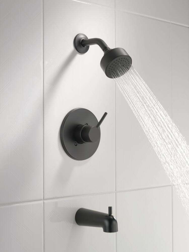 Delta Modern 14 Series Bathtub and Shower Faucet Set, Matte Black Shower Head and Handle Set, Valve Trim Kit, Matte Black T14459-BL-PP (Valve Not Included) - Image 2