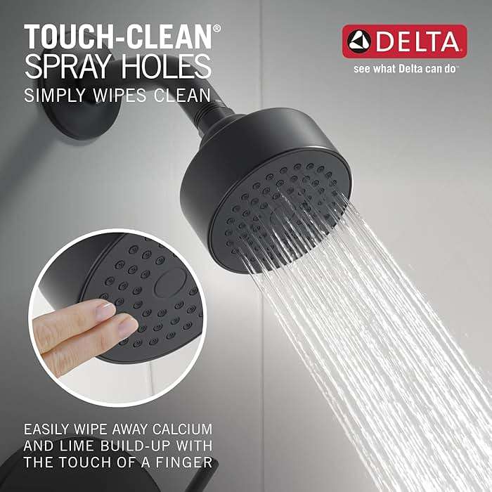 Delta Modern 14 Series Bathtub and Shower Faucet Set, Matte Black Shower Head and Handle Set, Valve Trim Kit, Matte Black T14459-BL-PP (Valve Not Included) - Image 4
