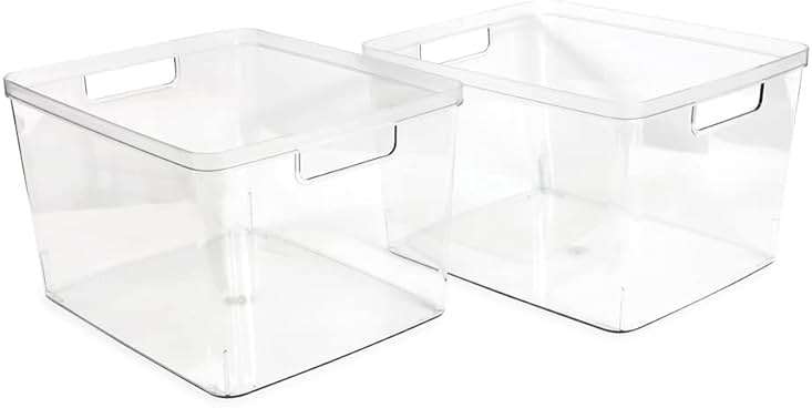 Isaac Jacobs 2-Pack Extra-Large Clear Storage Bins (11.5” L x 14” W x 9” H) w/Cutout Handles, Plastic Organizer for Home, for Kitchen, Fridge, Pantry, BPA Free, Food Safe (2-Pack, Extra-Large) - Image 3