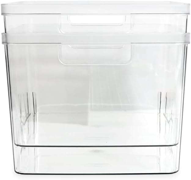 Isaac Jacobs 2-Pack Extra-Large Clear Storage Bins (11.5” L x 14” W x 9” H) w/Cutout Handles, Plastic Organizer for Home, for Kitchen, Fridge, Pantry, BPA Free, Food Safe (2-Pack, Extra-Large) - Image 6