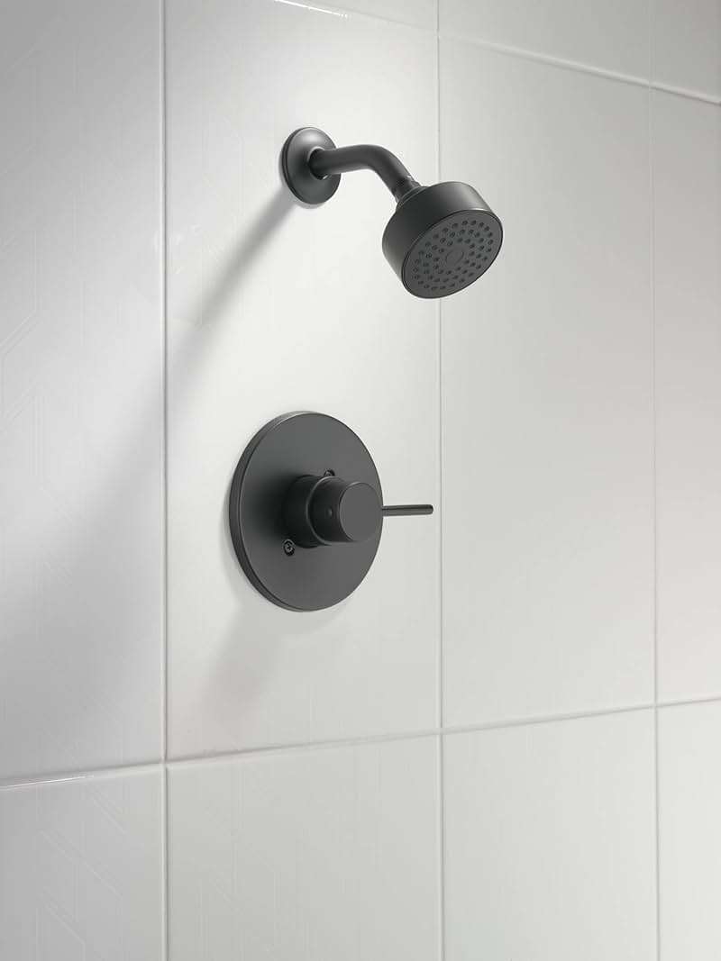 Delta Modern 14 Series Shower Faucet Set, Matte Black Shower Head and Handle Set, Valve Trim Kit, Matte Black T14259-BL-PP (Valve Not Included) - Image 2