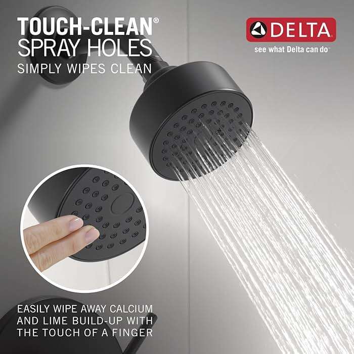 Delta Modern 14 Series Shower Faucet Set, Matte Black Shower Head and Handle Set, Valve Trim Kit, Matte Black T14259-BL-PP (Valve Not Included) - Image 4