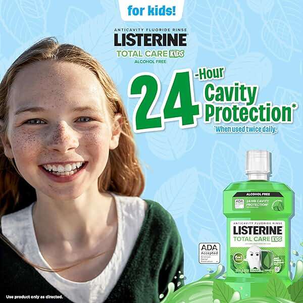 Listerine Total Care Kids Mouthwash, ADA Accepted, Alcohol-Free Anticavity Fluoride Mouthwash, Oral Rinse for Cavity Protection and Fresh Breath, Mint Shield Flavor, 500 mL - Image 3