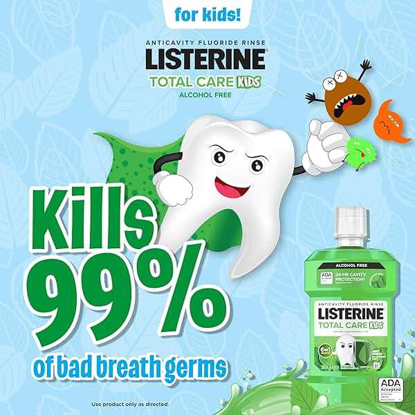 Listerine Total Care Kids Mouthwash, ADA Accepted, Alcohol-Free Anticavity Fluoride Mouthwash, Oral Rinse for Cavity Protection and Fresh Breath, Mint Shield Flavor, 500 mL - Image 5