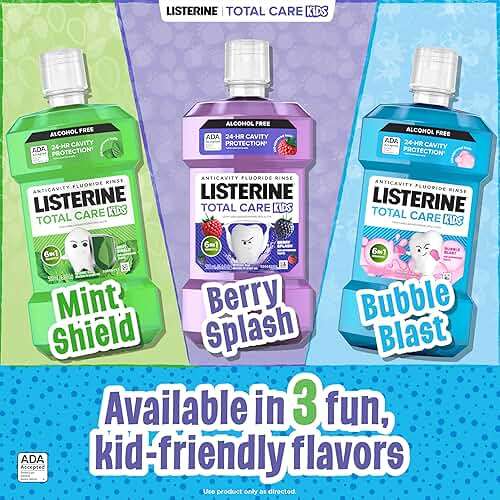 Listerine Total Care Kids Mouthwash, ADA Accepted, Alcohol-Free Anticavity Fluoride Mouthwash, Oral Rinse for Cavity Protection and Fresh Breath, Mint Shield Flavor, 500 mL - Image 6