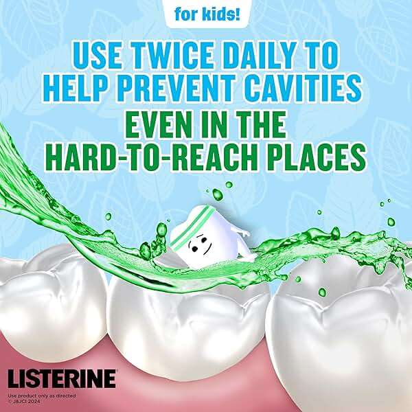 Listerine Total Care Kids Mouthwash, ADA Accepted, Alcohol-Free Anticavity Fluoride Mouthwash, Oral Rinse for Cavity Protection and Fresh Breath, Mint Shield Flavor, 500 mL - Image 8